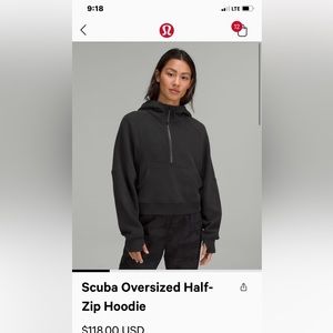 LIKE NEW LULULEMON HALF ZIP SCUBA HOODIE (BLACK)
